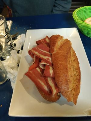 Vegan bacon sandwich at B13 Bar in Madrid
