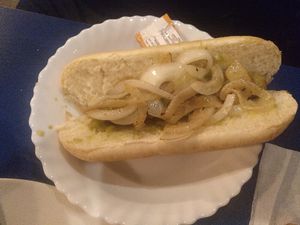 Hot dog at B13 Bar in Madrid