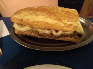 Bocadillo de ***calamares*** at B13 Bar in Madrid