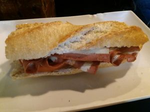 Bacon sandwich at B13 Bar in Madrid