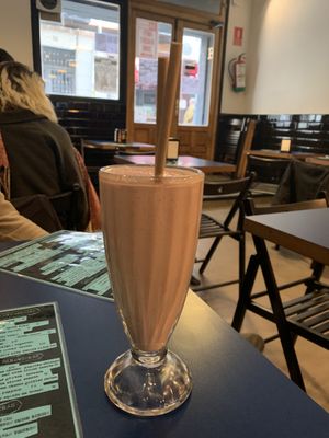 Strawberry soy milkshake at B13 Bar in Madrid