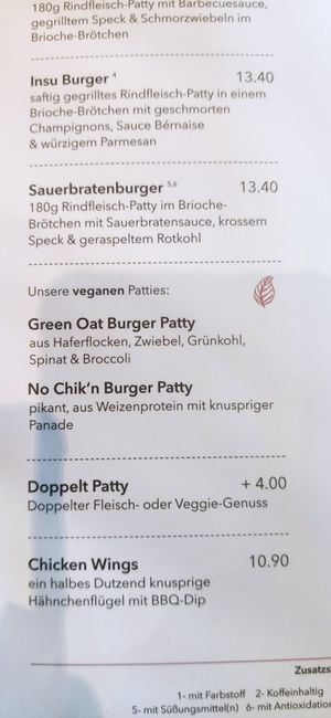 Green Pat Burger in der Speisekarte at Insulaner in Aachen