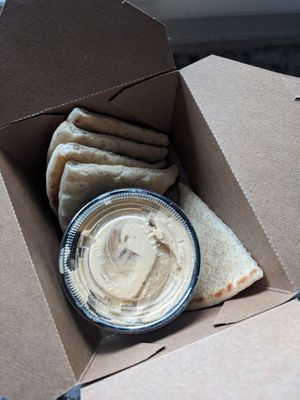 Small side of hummus and pita at Josef's Gyros & Kabobs in Appleton