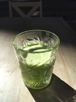 Their small, over priced juice.  at Rawfoodbaren in Gothenburg