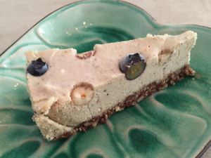 Chai hazelnut pie. Yummy!  at Rawfoodbaren in Gothenburg