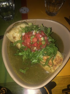 Lighting was bad but this is the salsa verde wet burrito vegan  at Original's Mexicano in Port Moody