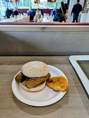 Vegan sausage roll and hash brown at The Stonehenge in Salisbury