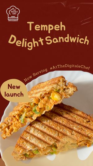 A delightful experience with our Grilled Tempeh Sandwich made with in-house Whole Wheat Bread. at The Digitale Chef - Vegan Patisserie Cafe in Bangalore