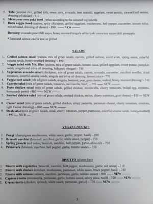 Menu 3 at Prana in Belgrade