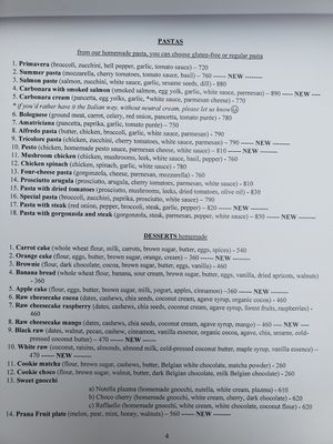 Menu 4 at Prana in Belgrade