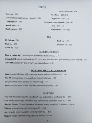 Menu 5 at Prana in Belgrade