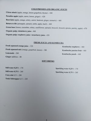 Menu 6 at Prana in Belgrade