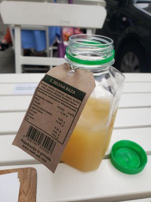 Supposedly green juice, which is essentially an apple juice with traces of greens at Prana in Belgrade