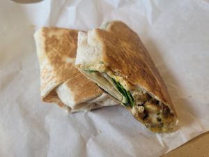 Falafel, Houmous + Babt Spinach Toasted Wrap at Five in Conwy