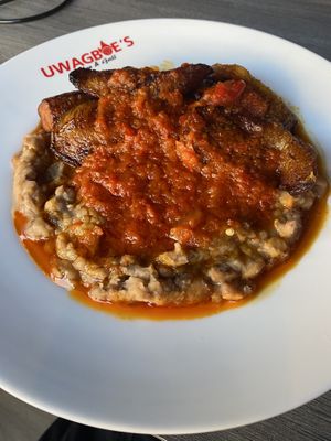 Beans and plantain   at Uwagboe's Kitchen & Grill in Edinburgh