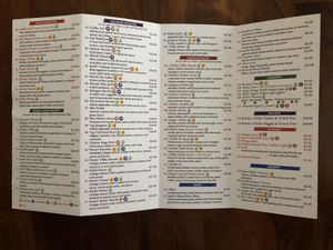 Labeled what is and what can be vegan  at Mayuri Indian Cuisine in Westborough