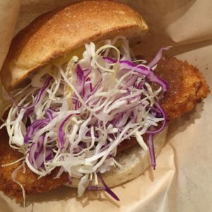 tofu miso burger at Acai Cafe - Island Veggie in Tokyo