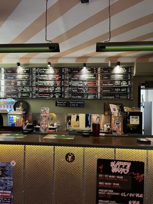 The bar showing all the craft beer/ cider  at Weźże Krafta in Krakow