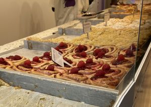 Raspberry vegan rolls  at Cinnamood in Munich