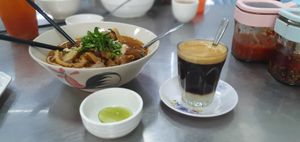 Make sure to try hot coffee with condensed milk and vegan beef stew 😋 at Jian Kang Vegetarian - អាហារដ្ឋាន ម្ហូបបួស ជានខាង in Phnom Penh