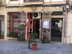outside looking in at Cafe Camelia in Barcelona