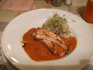 Rice with tofu at Cafe Camelia in Barcelona