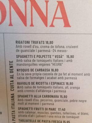 Heura meatballs spaghetti at Nonna Paquita Ristorante - Pizzeria in Palamos