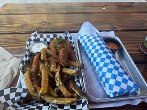 Vegan wings combo with garlic friess  at The Fix in Reno
