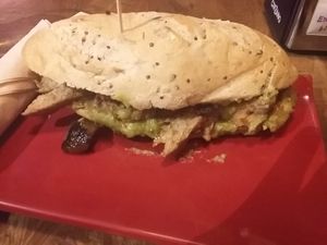 Chiapas sandwich (seitan, guacamole, etc.) at La Muga in Bilbao