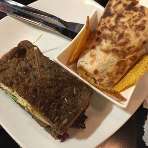 Vegan pintxos: veggie wrap and tofu sandwich  at La Muga in Bilbao