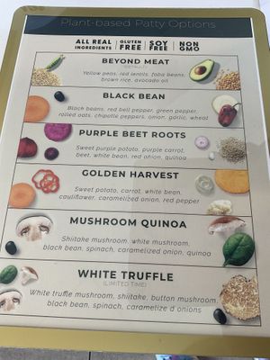 burger patty options  at RawASF in San Jose