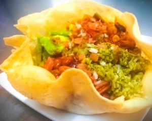 Vegan Chilli Baja Bowl at The George Inn in Braunton