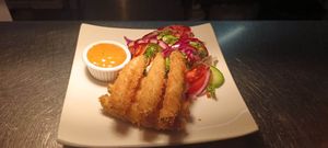 Home-made Fried Dill Pickles with Vegan Chipotle Mayo at The George Inn in Braunton