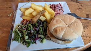 Garden burger at The George Inn in Braunton