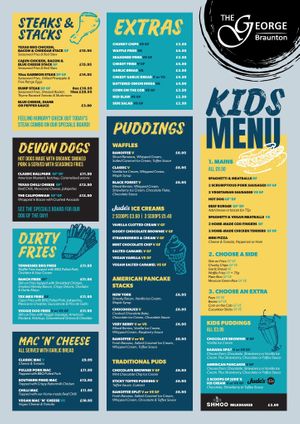 Menu Side 2 at The George Inn in Braunton