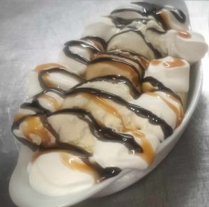 Vegan Banana Split  at The George Inn in Braunton