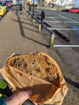 Vegan cookie on the go at The Lift Cafe in Folkestone
