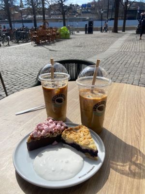 This outlet has a nice view and a few outdoor seats  at Espresso House - Gamla Stan in Stockholm