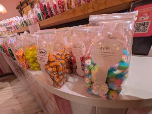 Bags of sweets at Confiserie Zucchero in Bruges