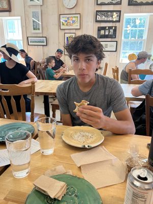 Check out the wood paneling and artwork   at Gemini Cafe & Bakery in Bethel