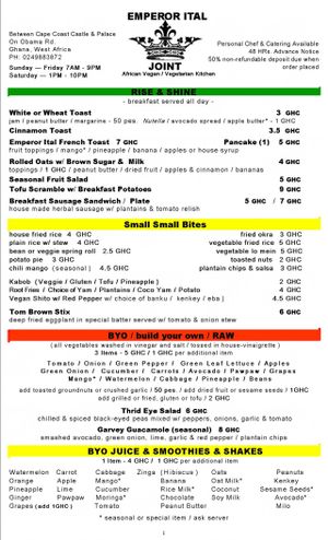 New Menu 2014  at Emperor Ital Joint in Cape Coast