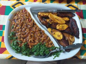 Red red with fried plantain at Emperor Ital Joint in Cape Coast