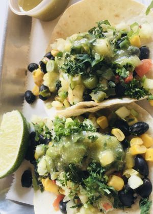 Black bean/ sweet potato tacos 👍  at La Doña Cervecería in Minneapolis