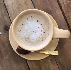 Cappuchino with fresh made cashew nut mylk at Konkret Art Kaffee in Kathmandu