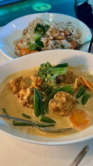 Panang curry & fried rice  at Manly Thai Gourmet in Manly