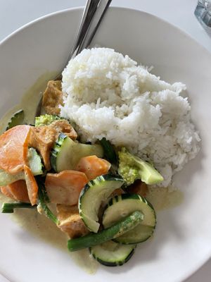 Green tofu curry - good but too sweet and rice a bit overcooked   at Manly Thai Gourmet in Manly