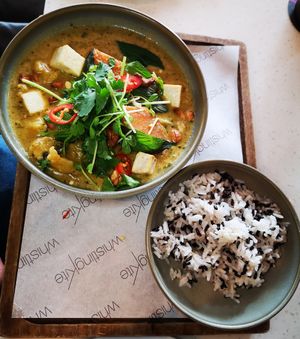 Green Curry of Tofu & Cauliflower, Wild Rice at Whistling Kite in Secret Harbour