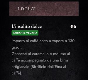 Menu dolci veg (a volte ne fanno anche altri) at L'Evoluzione Pizza in Catania