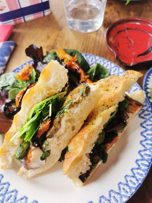 Delicious aubergine focaccia! at Matsa Caffè in Bordeaux