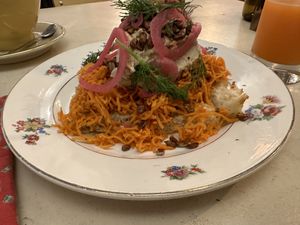 Carrot hummus toast  at Matsa Caffè in Bordeaux